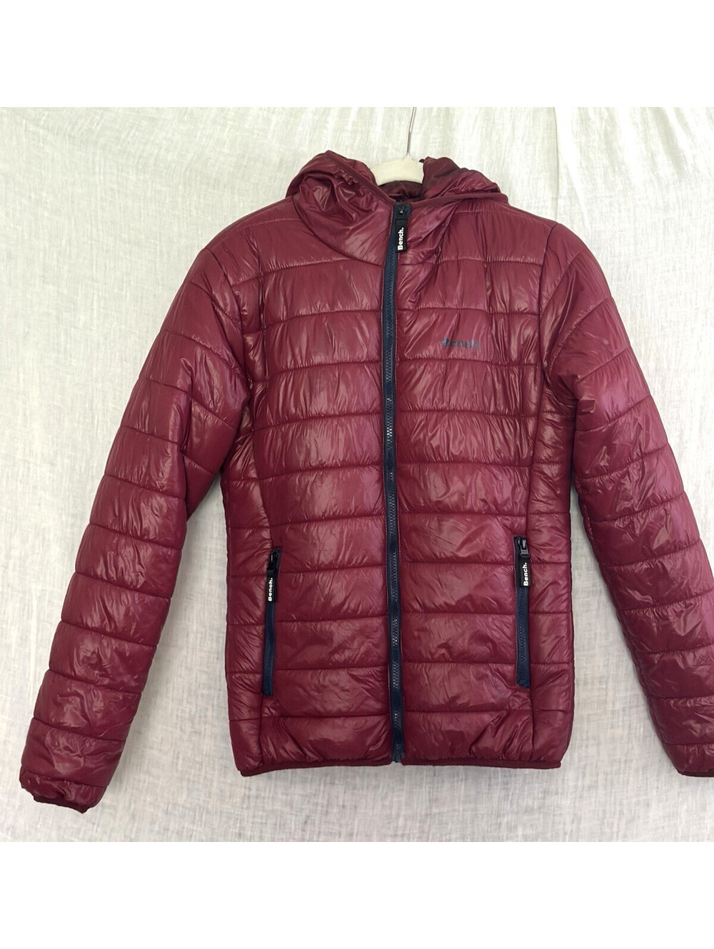 Bench Women's Burgundy Red Puffer Jacket Large, Winter Cozy